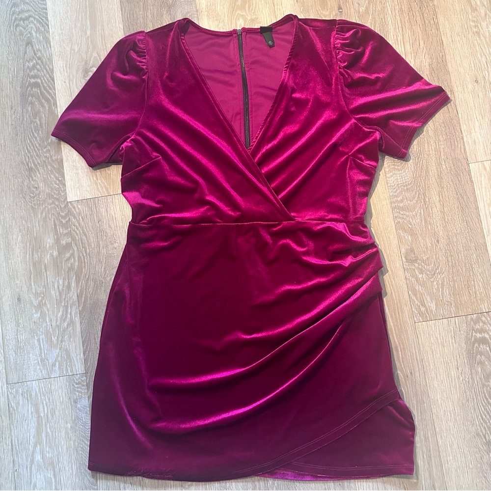 Magenta Velour Mini Dress Wild Fable Zipper Back